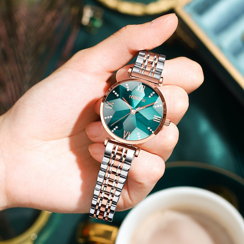 Luxury Watch Top 10 - NIBOSI 여성용 패션 마름모 거울 쿼츠