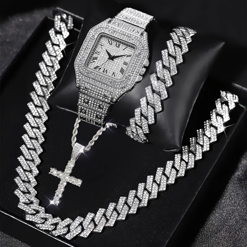 Luxury Watch Iceberg - 4종 패션 아이스드 아웃 스퀘어 남성용