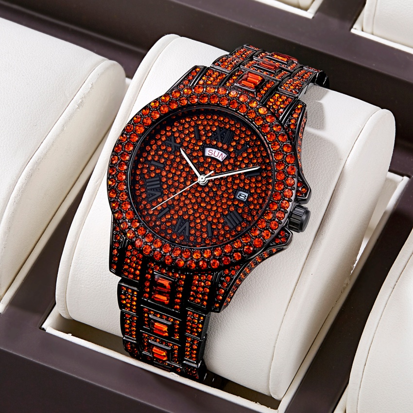Luxury Watch Iceberg - 럭셔리 힙합 스테인리스 스틸 레드 컬러
