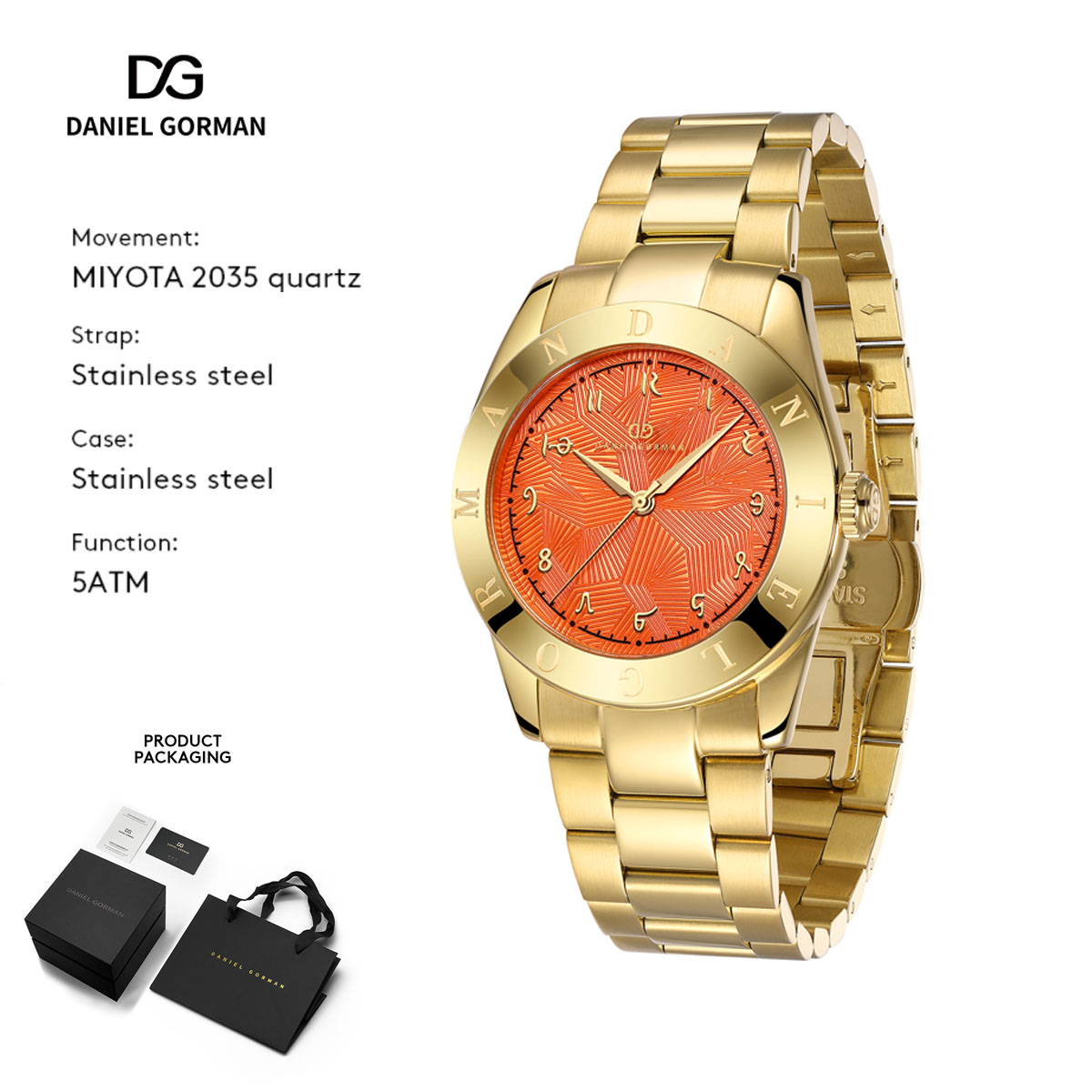 다니엘 고먼 도파민 시리즈 여성용 쿼츠 시계 - 골드  - Luxury Watch Gift For Her 리뷰 및 가격