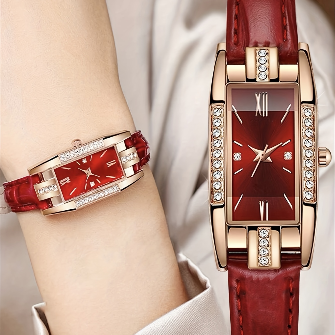 여성용 시계 직사각형 포인터 쿼츠 시계 럭셔리 라인스톤 - Luxury Watch Gift For Her 리뷰 및 가격