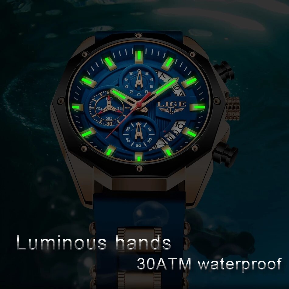 LIGE 패션 남성 시계, 탑 브랜드 럭셔리 실리콘 스 - Luxury Watch Maker 리뷰 및 가격