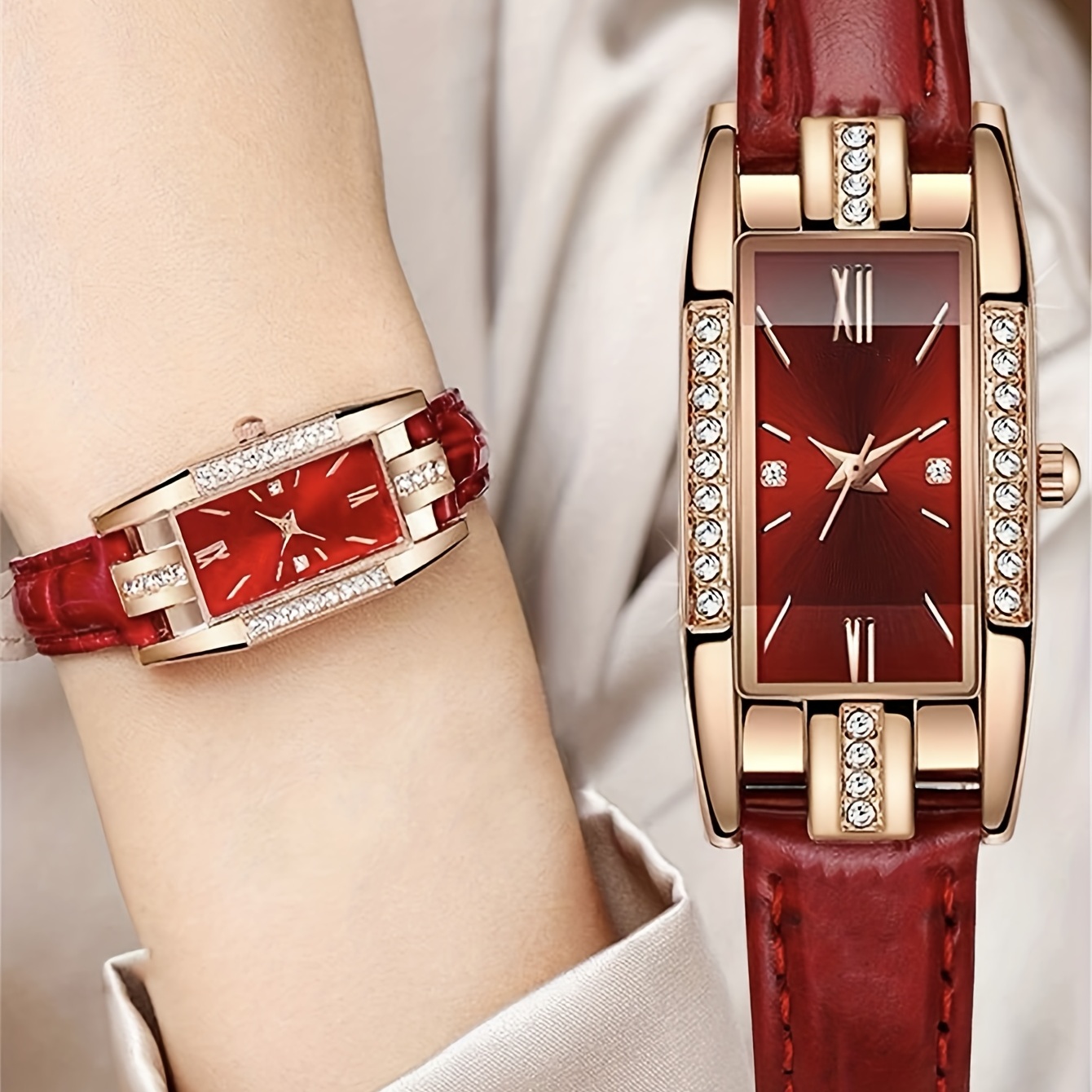 럭셔리 라인스톤 쿼츠 시계 바로크 패션 아날로그 PU  - Luxury Watch Gift For Her 리뷰 및 가격