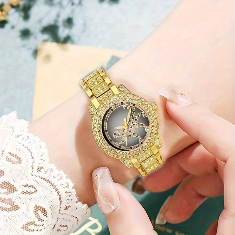5개/세트 여성용 시계 치타 레오파드 쿼츠 시계 럭셔리 - Luxury Watch Gift For Her 리뷰 및 가격