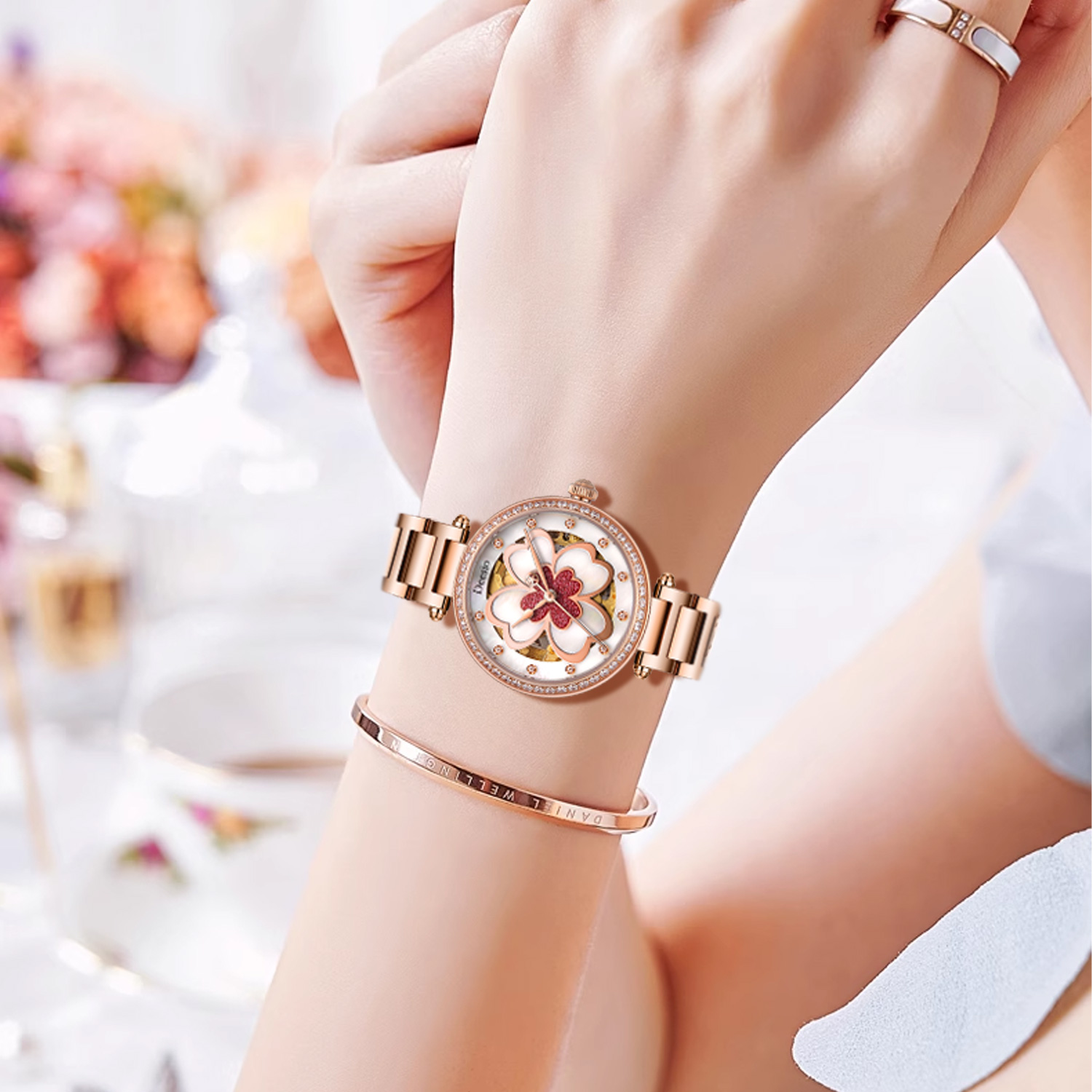 Deesio 여성용 자동 시계 스테인레스 스틸 스켈레톤 - Luxury Watch Gift For Her 리뷰 및 가격