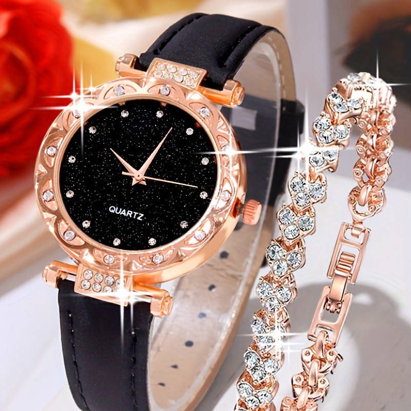 스타리 패션 쿼츠 시계 럭셔리 라인스톤 아날로그 PU  - Luxury Watch Gift For Her 리뷰 및 가격