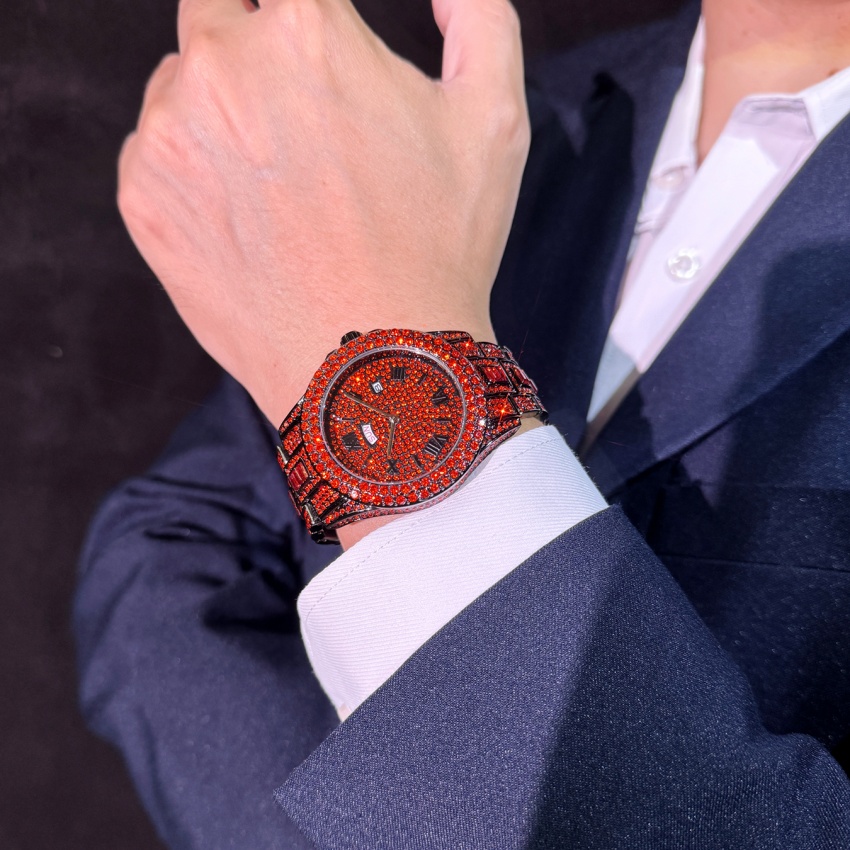 럭셔리 힙합 스테인리스 스틸 레드 컬러 캘린더 시계 남 - Luxury Watch Iceberg 리뷰 및 가격
