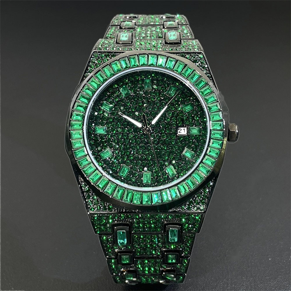 남성용 2024 힙합 그린 다이아몬드 시계, 자동 날짜 - Luxury Watch Iceberg 리뷰 및 가격