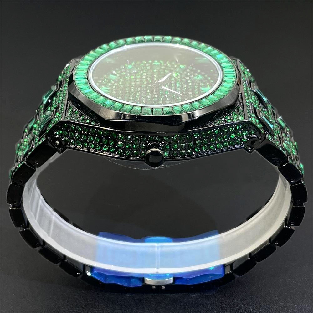 남성용 2024 힙합 그린 다이아몬드 시계, 자동 날짜 - Luxury Watch Iceberg 리뷰 및 가격