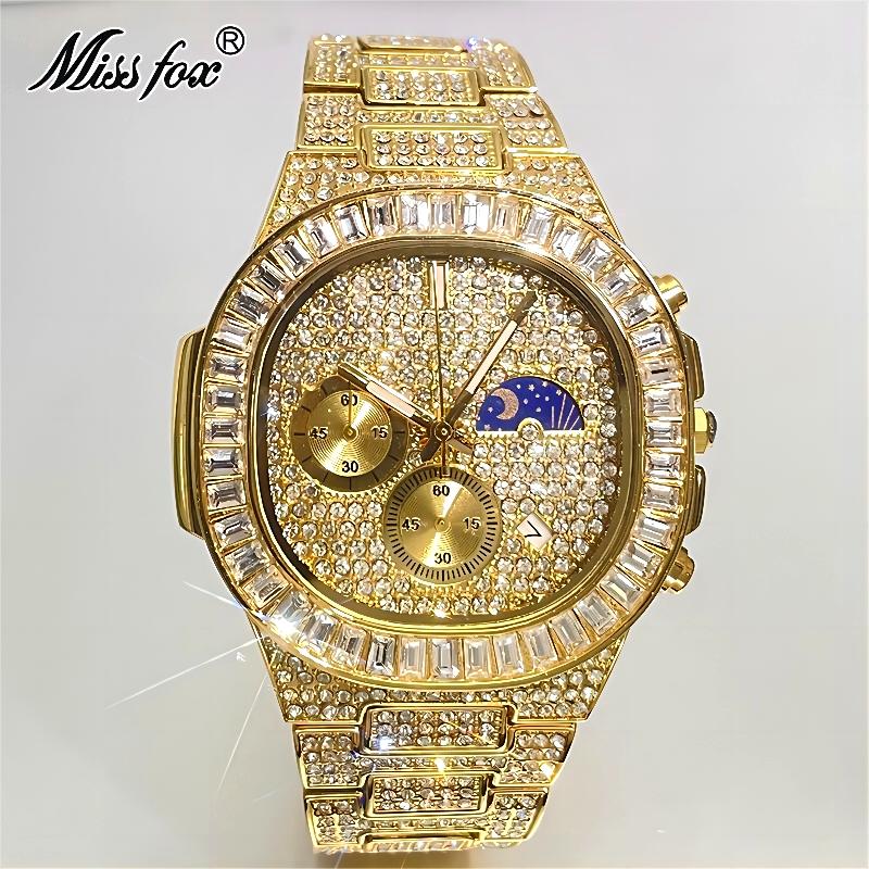 MISSFOX 남성용 럭셔리 골드 시계, 아이스 아웃  - Luxury Watch Iceberg 리뷰 및 가격