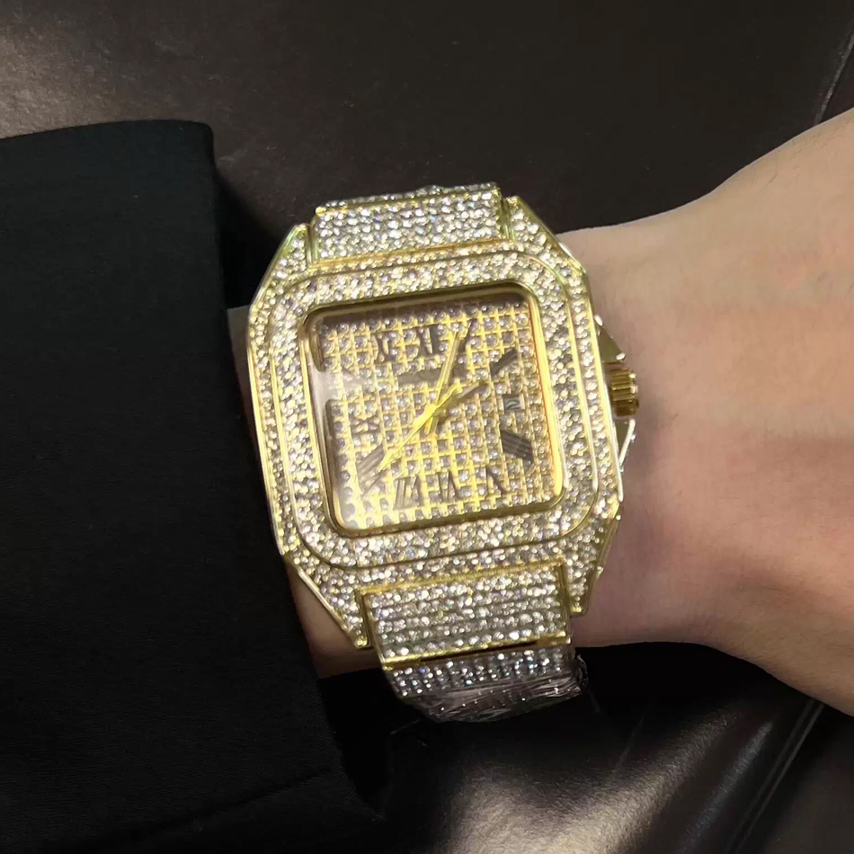 골드 또는 블랙 아이스 아웃 스퀘어 손목시계 남성용 탑 - Luxury Watch Iceberg 리뷰 및 가격